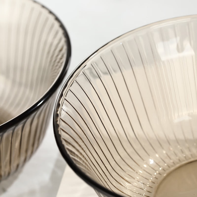 Light Luxury Lead-Free Glass Vertical Grain Rice Bowl Set Glass Bowl Salad Bowl Instant Noodle Bowl 320ml 2 Pieces