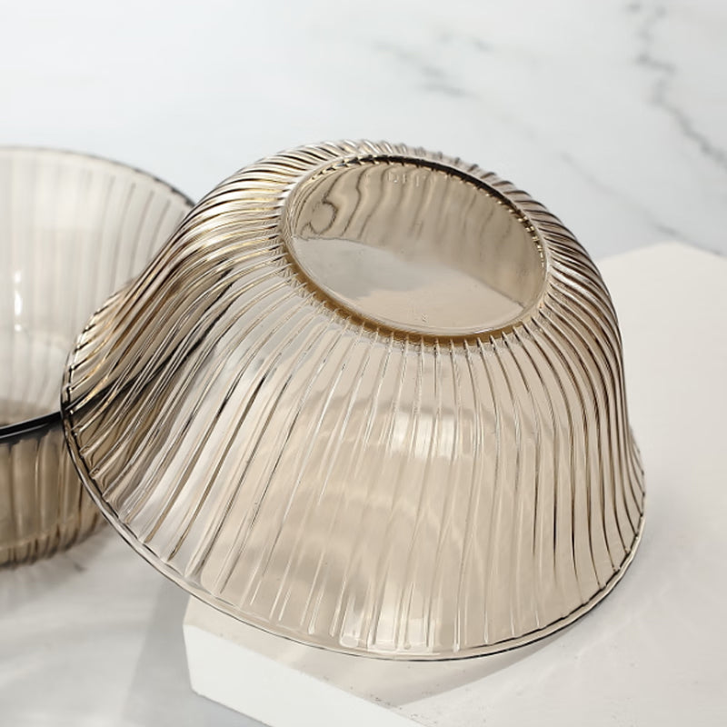 Light Luxury Lead-Free Glass Vertical Grain Rice Bowl Set Glass Bowl Salad Bowl Instant Noodle Bowl 320ml 2 Pieces