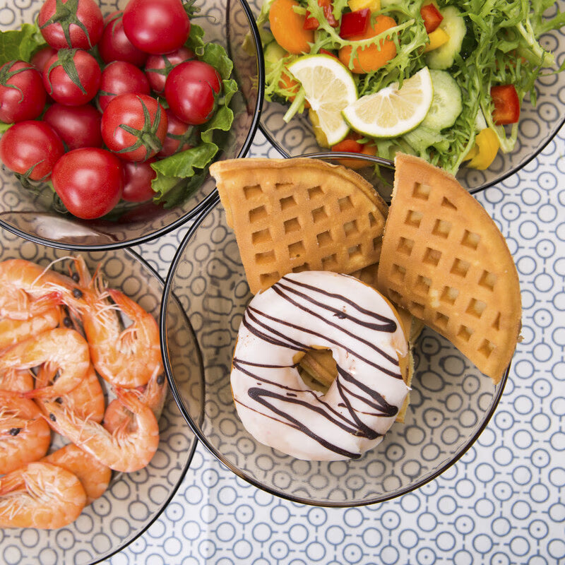 Glass Salad Bowl, Brown Instant Noodle Bowl, Rice Bowl, Two Baby Food Supplement Bowls