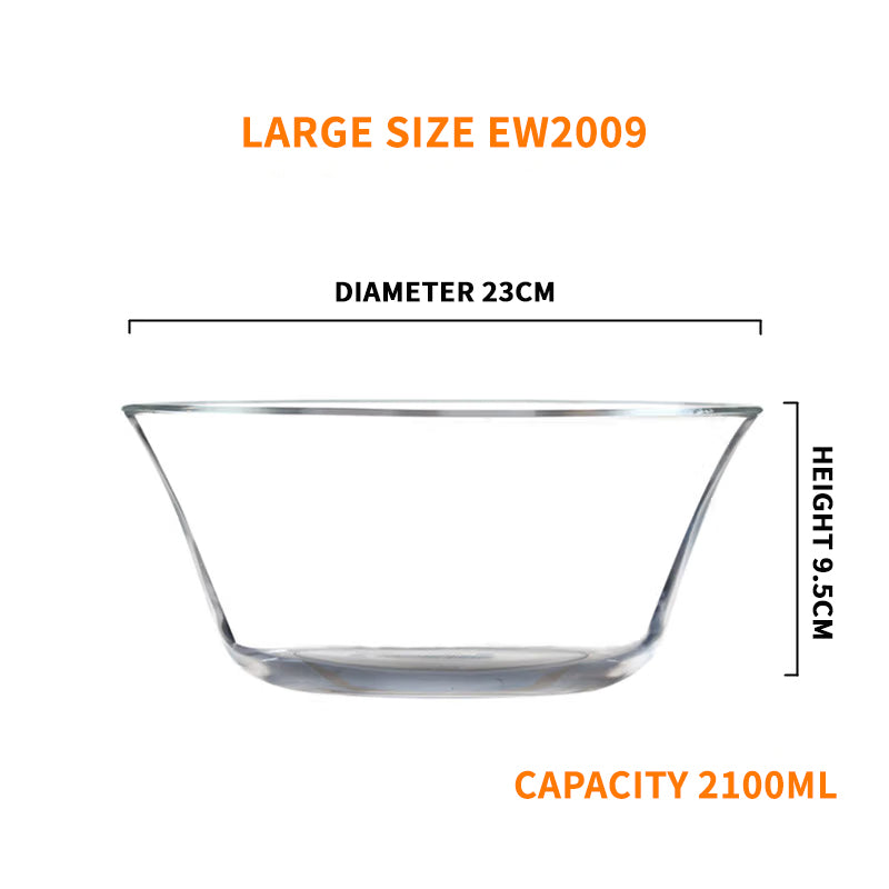 Heat-Resistant Tempered Transparent Glass Bowl Creative Household Large Salad Bowl Soup Bowl Microwave Oven Dedicated Large, Medium And Small Three-Piece Set