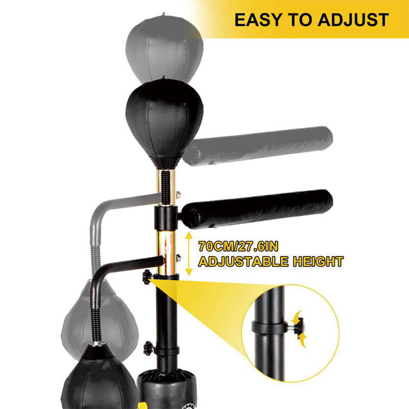 Boxing Speed Trainer, Punching Bag Spinning Bar, Training Boxing Ball with Reflex Bar & Gloves, Solid Speed Punching Bag Free Standing, Adjustable Height, for Man, with Two Ball