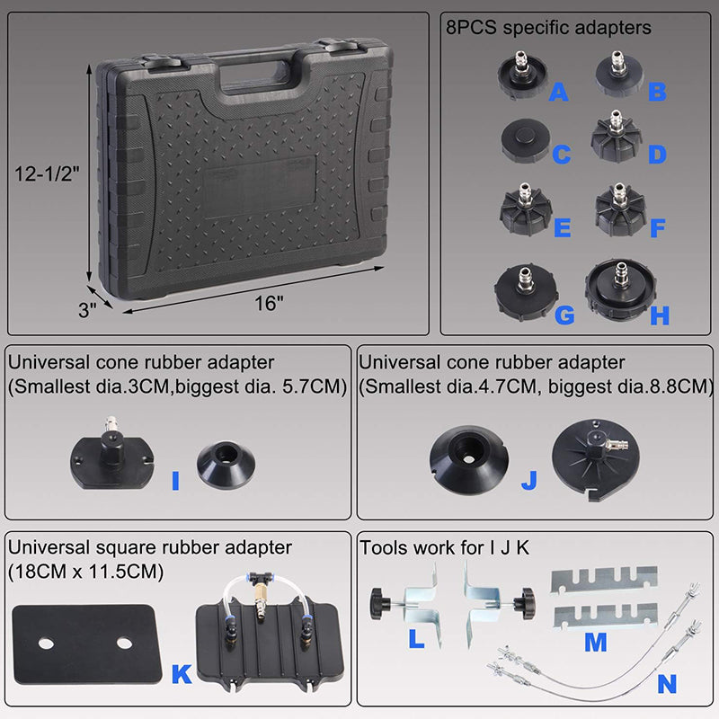 Brake Bleeder Kit Pneumatic Pressure Brake Clutch Fluid Bleeding Tool Set Air Power Pressurized Oil Change Bleeder Machine