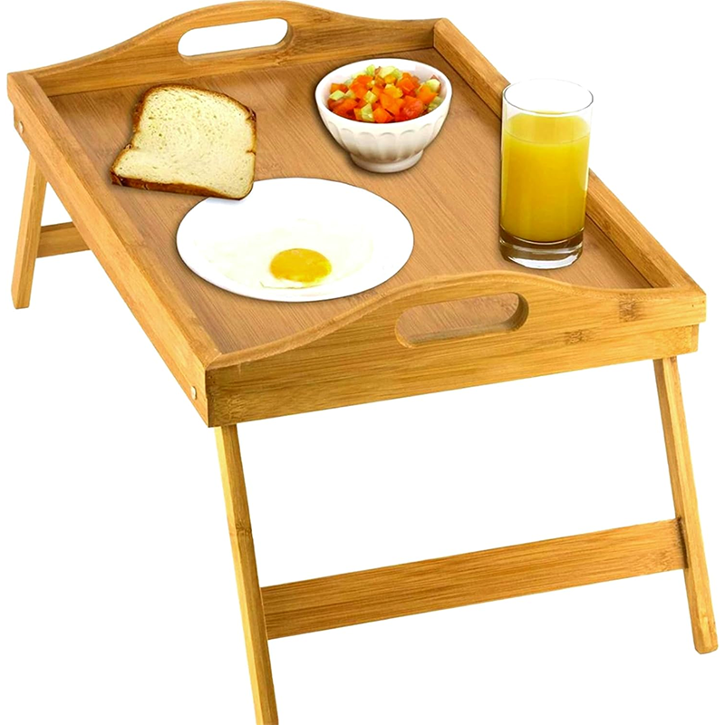 Bed Table Tray With Folding Legs - Breakfast Tray Bamboo Bed Tray For Sofa, Bed, Dining, Snacking And Working