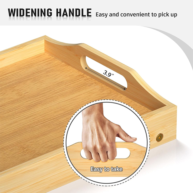 Breakfast Trays Breakfast Bed Tray For Eating - Foldable Food Laptop Table - Portable Bamboo Raised Serving Tray - Snack Platter With Folding Legs, Eating For Bedroom, Picnic, Sofa - Natural