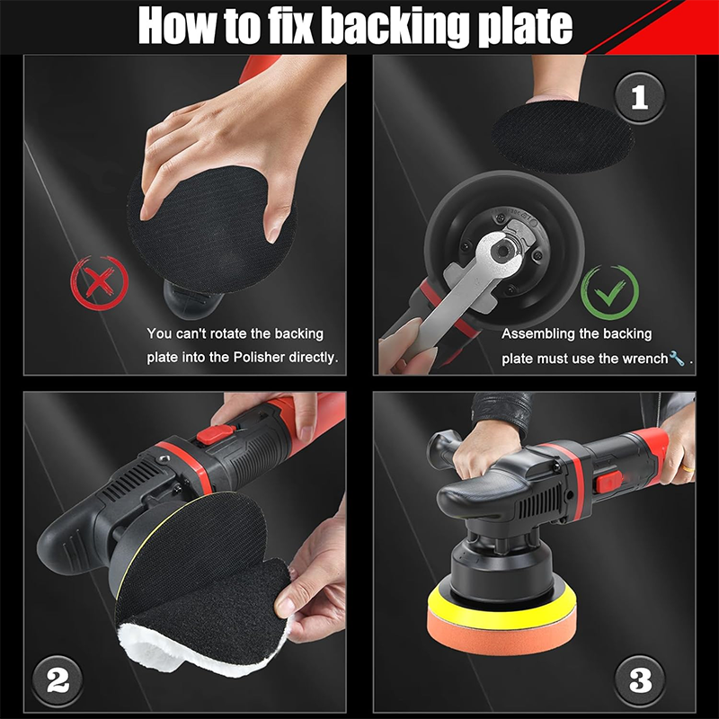 Car Buffer Polisher, 6 Inch Dual Action Polisher, Random Buffer Polisher Kit with 6 Variable Speeds 1000-4500rpm, Removable Handle, 4 Polishing Pads for Car Detailing Polishing and Waxing