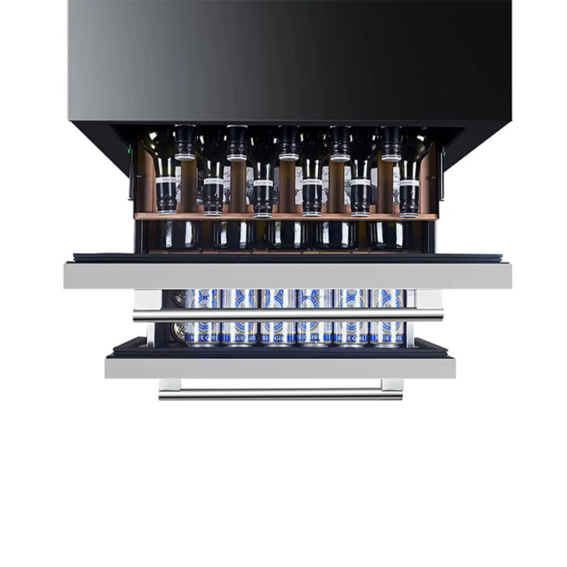 Stainless Steel 2 Drawers Beverage Refrigerator Built-in Beverage Refrigerator for Home Bar Office Outdoor