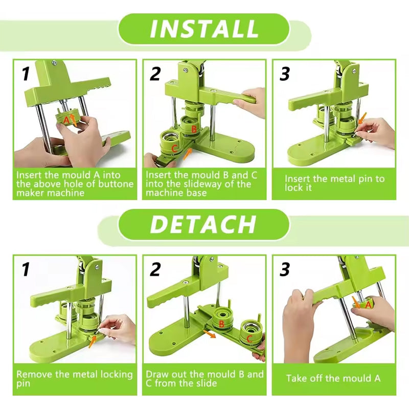 Button Maker Multiple Sizes With 400pcs Button Supplies Pin Maker 4 Sizes 1+1.25+1.45+2.25 Inch Button Maker Machine For Kids
