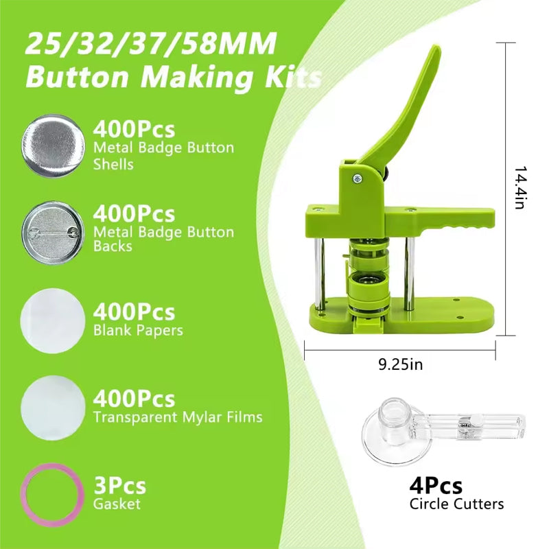 Button Maker Multiple Sizes With 400pcs Button Supplies Pin Maker 4 Sizes 1+1.25+1.45+2.25 Inch Button Maker Machine For Kids