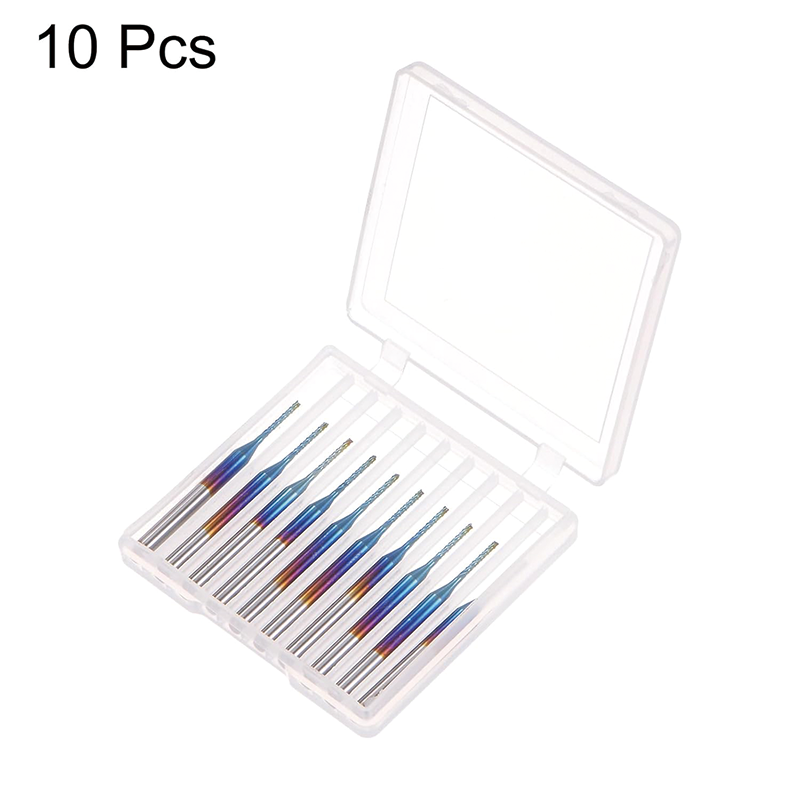 10pcs End Mills CNC Router Bits,1/8" Shank 1mm Blue Coated Tungsten Carbide Milling Cutters,for Milling Machine PCB Acrylic Wood Aluminum Metal