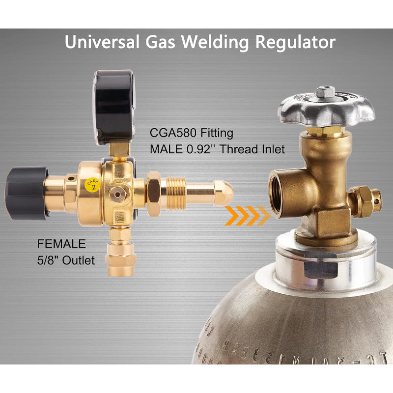 Argon Arc Welding All-Copper Co2 Pressure Gauge Pressure Reducing Gauge Pressure Reducing Valve Rear Air Inlet Cga580 With Leather Hose