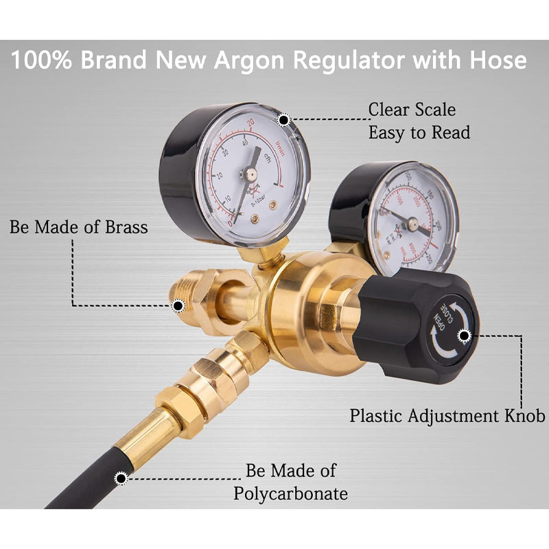 Argon Arc Welding All-Copper Co2 Pressure Gauge Pressure Reducing Gauge Pressure Reducing Valve Rear Air Inlet Cga580 With Leather Hose