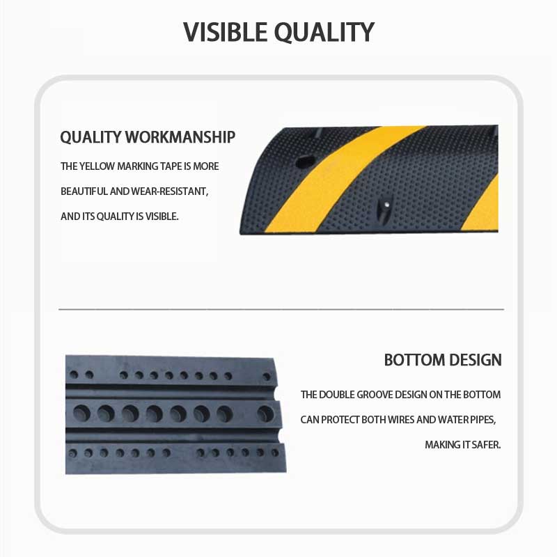 High Quality Rubber Speed Bumps, Yellow Reflective Markings, Road Safety Speed Bumps