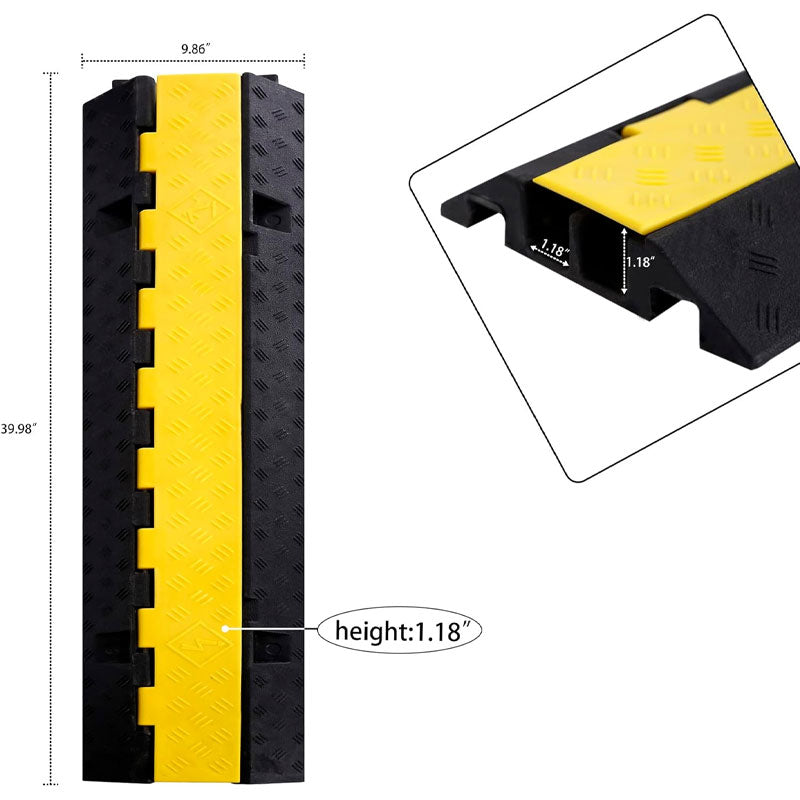 Rubber Cable Ramp Wire Cover Cable Protector Ramp Wire Hose Protection 22000 lbs Load Capacity For Asphalt Concrete Gravel Driveway Indoor Outdoor, 3 Pack