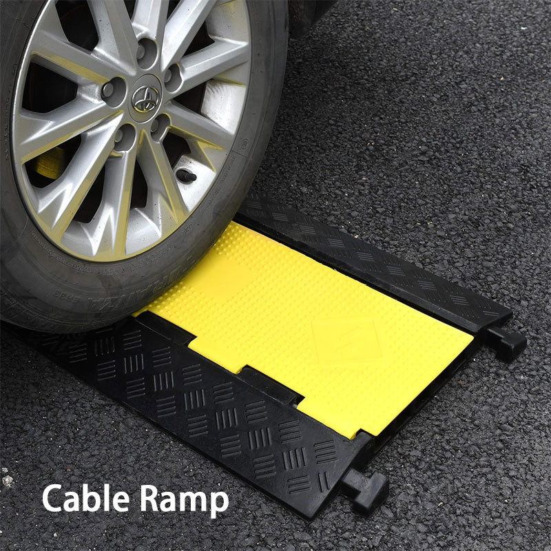 1 Pack Rubber Cable Ramp Hose Cable Protector Ramp 5 Channel 22000 lbs Load Capacity For Indoor Outdoor