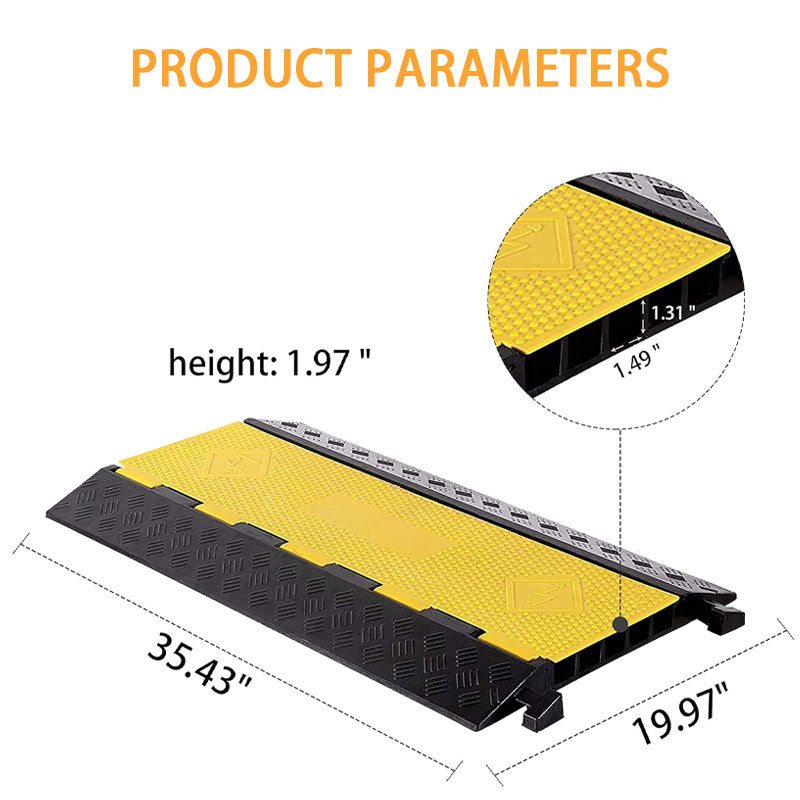 1 Pack Rubber Cable Ramp Hose Cable Protector Ramp 5 Channel 22000 lbs Load Capacity For Indoor Outdoor