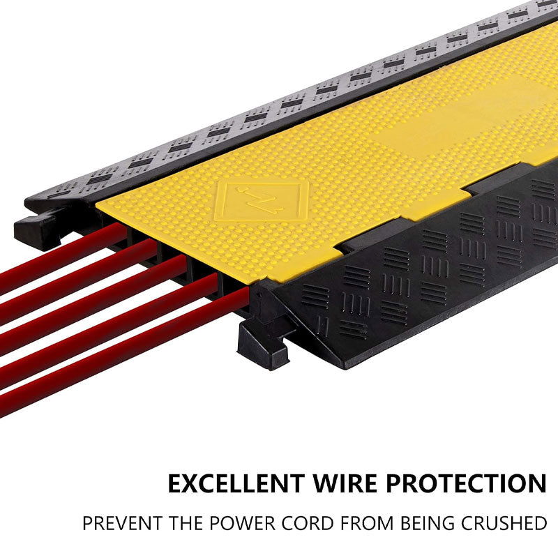 1 Pack Rubber Cable Ramp Hose Cable Protector Ramp 5 Channel 22000 lbs Load Capacity For Indoor Outdoor