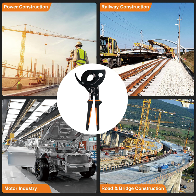 Heavy Duty Ratcheting Cable Cutter, Strong Silicon-Manganese Spring Steel Blade-for 750MCM Copper and 1000MCM Aluminum