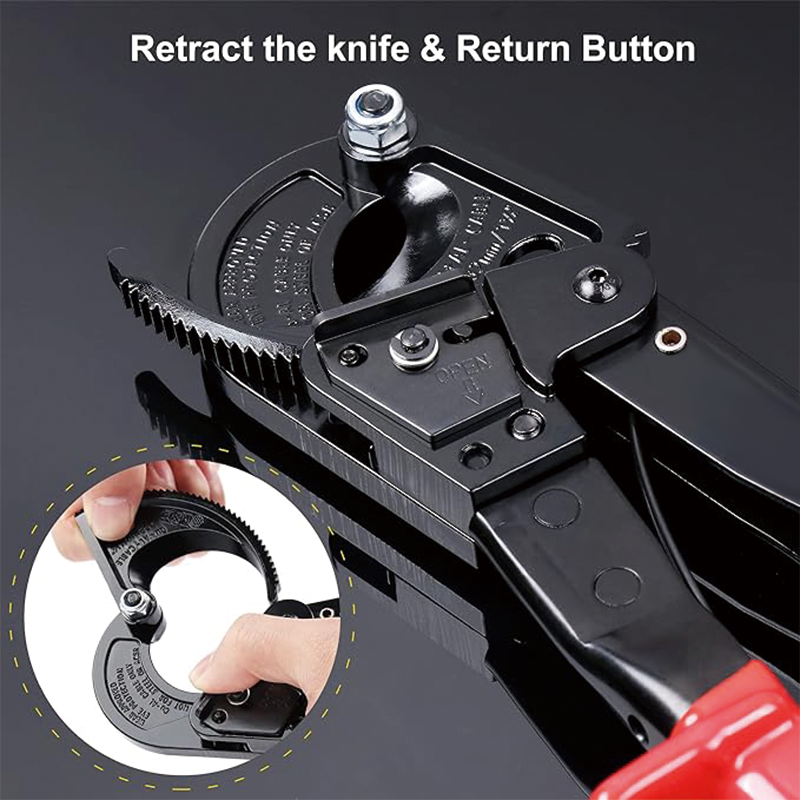 Ratcheting Cable Cutter, 10" Wire Cutter Heavy Duty, Strong Silicon-Manganese Spring Steel Blade-for Cutting Up to 240 mm² /473 MCM Electrical Wire