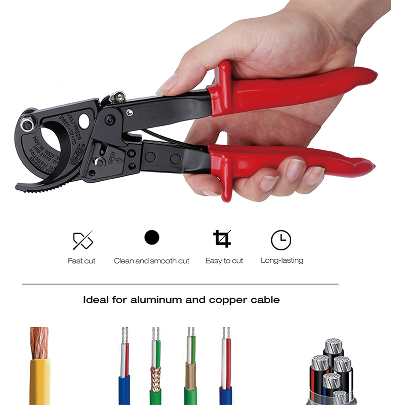 Ratcheting Cable Cutter, Heavy Duty Aluminum Copper Ratchet Cable Cutter for Cutting Electrical Wire Up to 240mm²