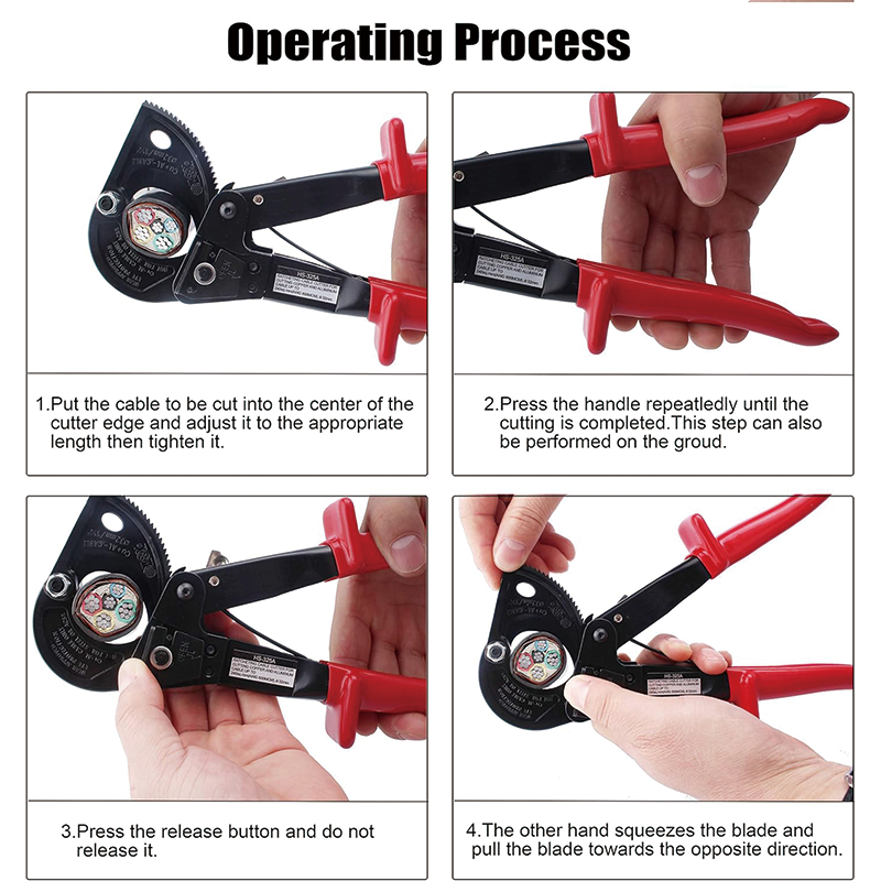 Ratcheting Cable Cutter, Heavy Duty Aluminum Copper Ratchet Cable Cutter for Cutting Electrical Wire Up to 240mm²