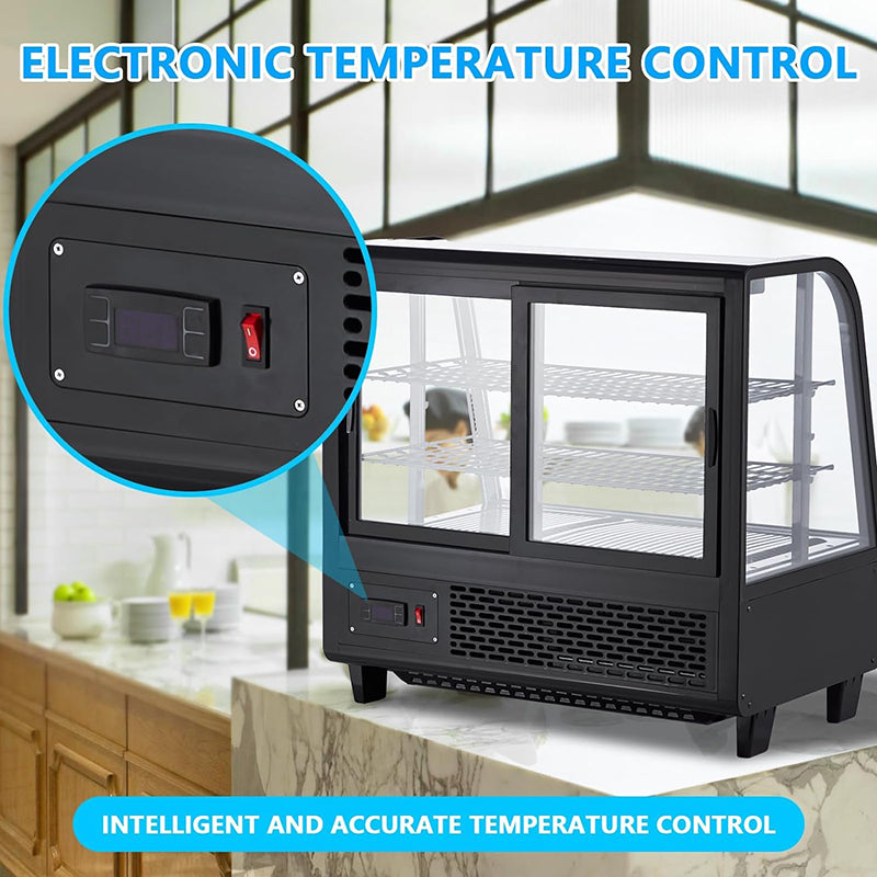 3.5 Cu.Ft 100L Double-Layered Glass Commercial Bakery Display Refrigerator Countertop Refrigerator Display Case