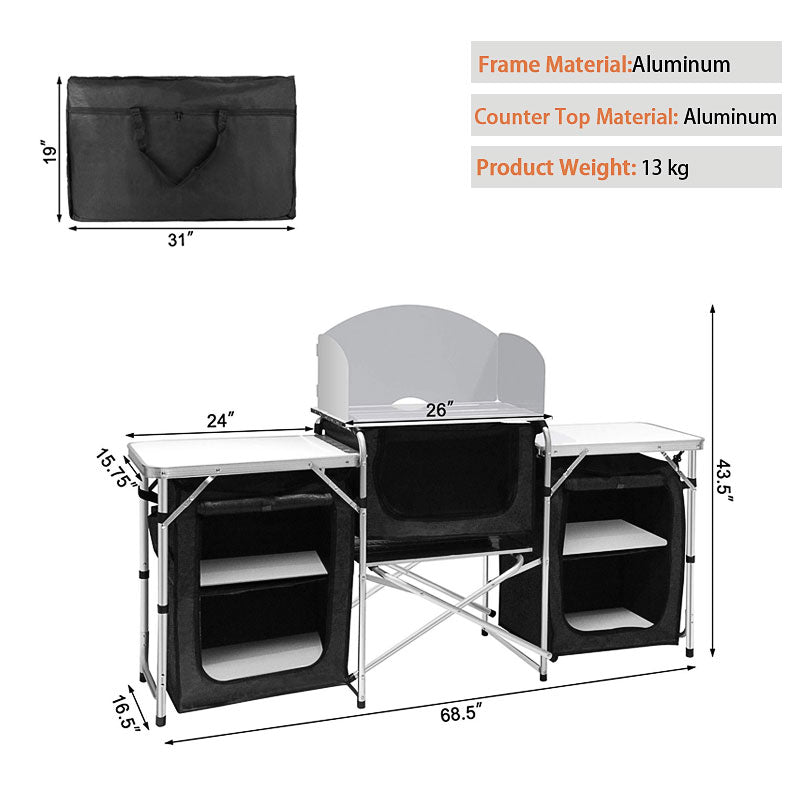 Outdoor Multifunctional Portable Mobile Kitchen Camping Table Folding Table Camping Cupboard