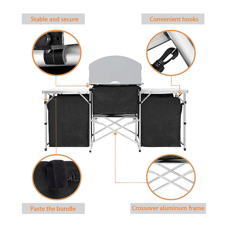 Outdoor Multifunctional Portable Mobile Kitchen Camping Table Folding Table Camping Cupboard