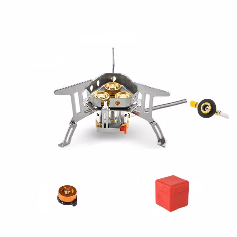 Camping Stoves Portable Outdoor Stove With Three-Burner Gas Stove For Camping And Heating Water