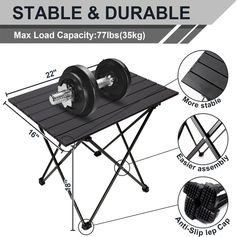 Camping Table Folding Portable Camp Side Table Aluminum Lightweight with Carry Bag For Cooking Beach Picnic Travel