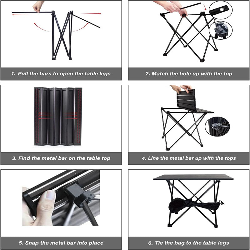Camping Table Folding Portable Camp Side Table Aluminum Lightweight with Carry Bag For Cooking Beach Picnic Travel