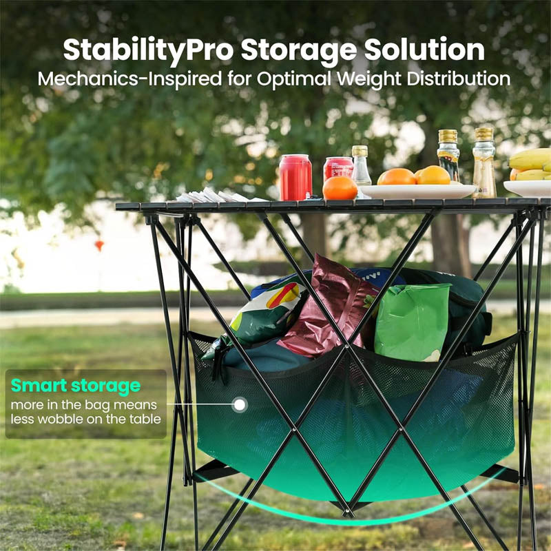 Camping Table Outdoor Portable Side Tables, Lightweight Fold Up Table Aluminum Rollup Camping Table, with Large Storage Bag