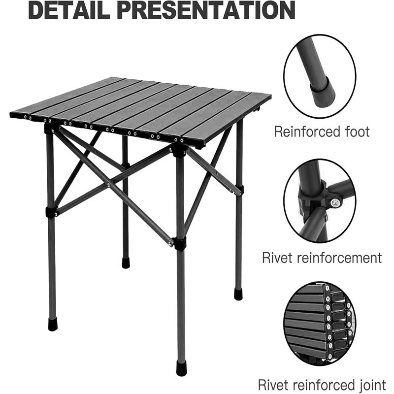 Camping Table Folding Portable Roll up Aluminum Table with Carry Bag for Indoor Outdoor Picnic Backyard BBQ