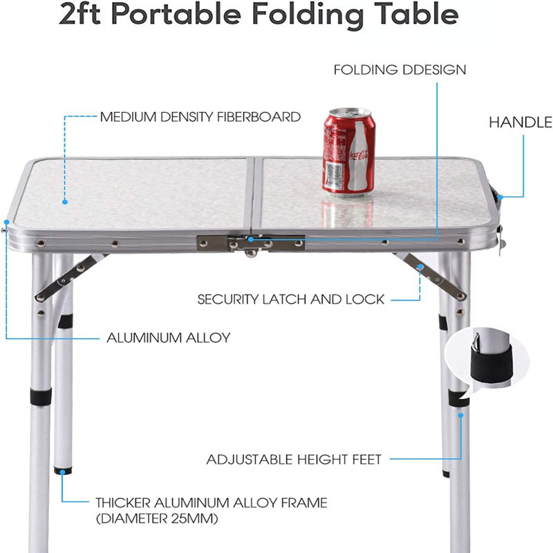 Camping Table Folding Adjustable Height Outdoor Portable Side Tables For Cooking Beach Picnic Travel
