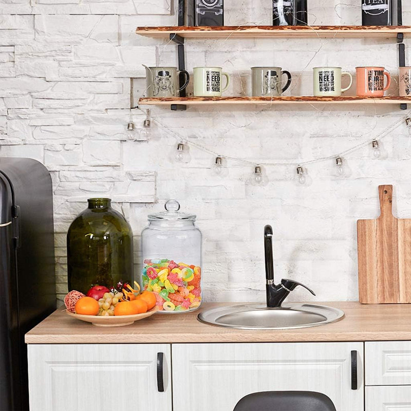 Glass Airtight Jars For Household 0.79 Gallon Food Storage Containers For Candy, Biscuits, Flour, Brown Sugar, 2-Pack (3000 Ml/101 Oz)