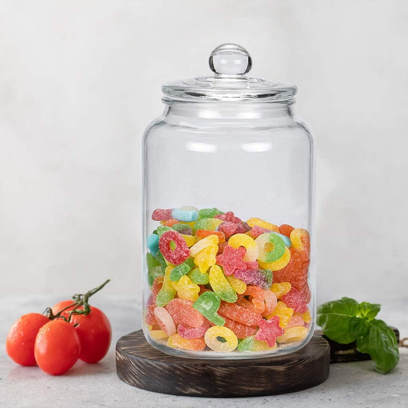 Glass Airtight Jars For Household 0.79 Gallon Food Storage Containers For Candy, Biscuits, Flour, Brown Sugar, 2-Pack (3000 Ml/101 Oz)