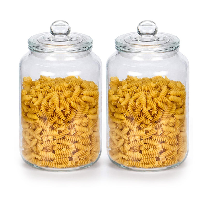 Glass Airtight Jars For Household 0.79 Gallon Food Storage Containers For Candy, Biscuits, Flour, Brown Sugar, 2-Pack (3000 Ml/101 Oz)