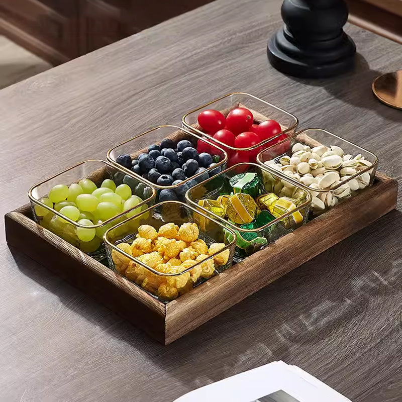 260Ml Glass Fruit Plate For Living Room And Coffee Shop, Light Luxury High-End Tea Snacks, Dried Fruit Snacks, Snack Dish, Ktv Fruit Plate With Compartments