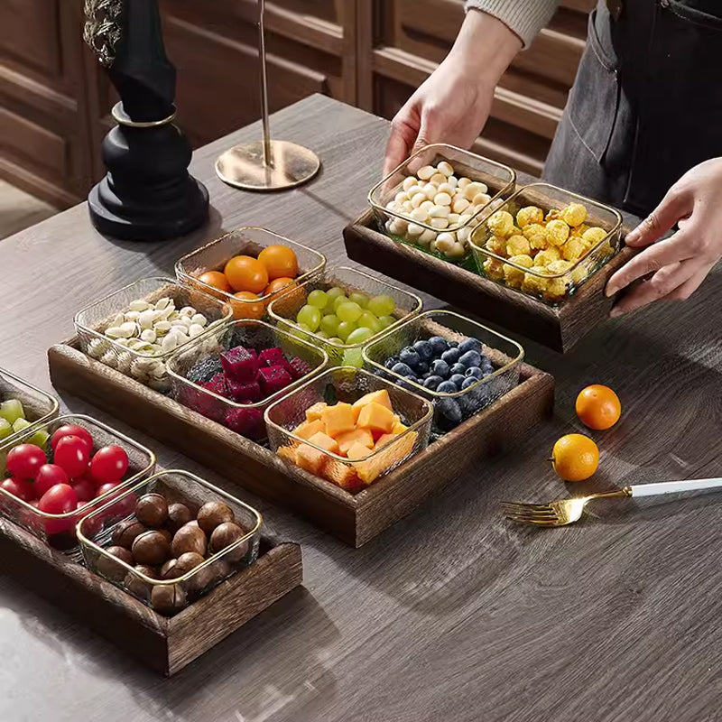 260Ml Glass Fruit Plate For Living Room And Coffee Shop, Light Luxury High-End Tea Snacks, Dried Fruit Snacks, Snack Dish, Ktv Fruit Plate With Compartments
