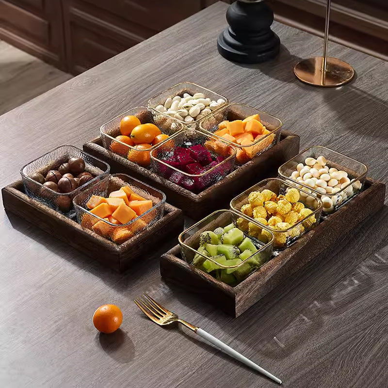 260Ml Glass Fruit Plate For Living Room And Coffee Shop, Light Luxury High-End Tea Snacks, Dried Fruit Snacks, Snack Dish, Ktv Fruit Plate With Compartments