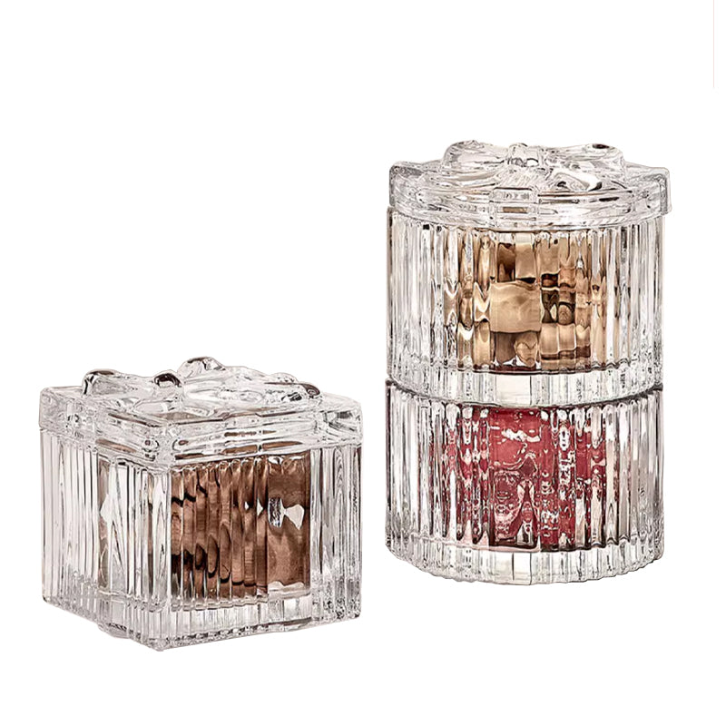 European Ins Aesthetic Crystal Glass Embossed Storage Cotton Swab Box Storage Decorative Jar Posing Coffee Sugar Bowl