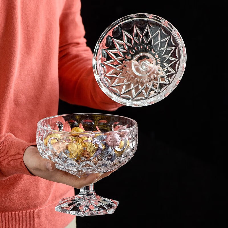 European Style Glass Sugar Jar Candy Jar Storage Jar Transparent Tall Glass Sugar Jar