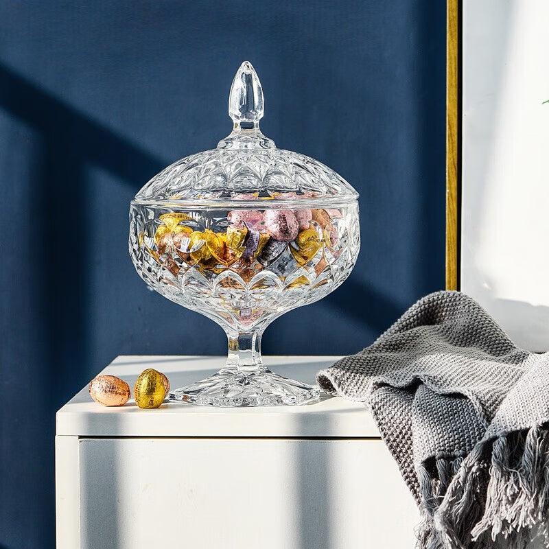 European Style Glass Sugar Jar Candy Jar Storage Jar Transparent Tall Glass Sugar Jar