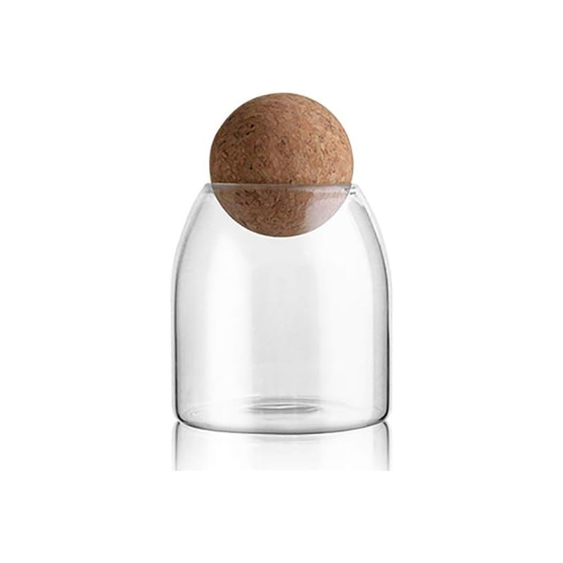 Glass Storage Container With Ball Cork Cute Decorative Storage Bottle Suitable For Food, Coffee, Candy, Bathroom