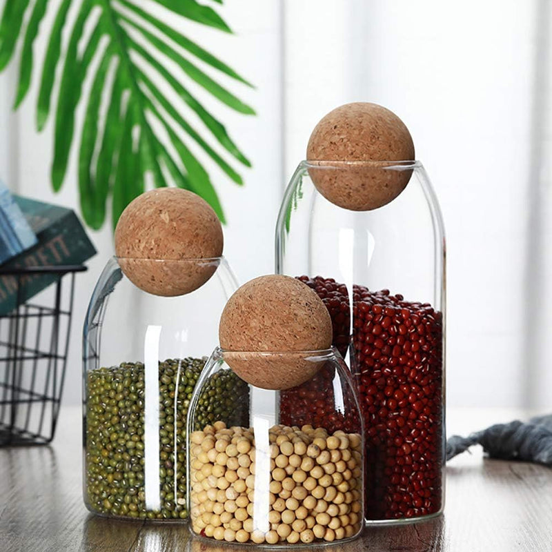 Glass Storage Container With Ball Cork Cute Decorative Storage Bottle Suitable For Food, Coffee, Candy, Bathroom
