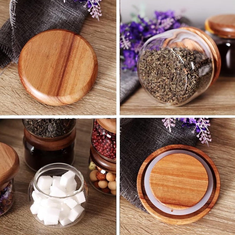 11.Kitchen Jars 6-Piece Set 8.5 Oz Glass Spice Jars Food Grade Push-On Small Round Jars Sealed Storage Bottles