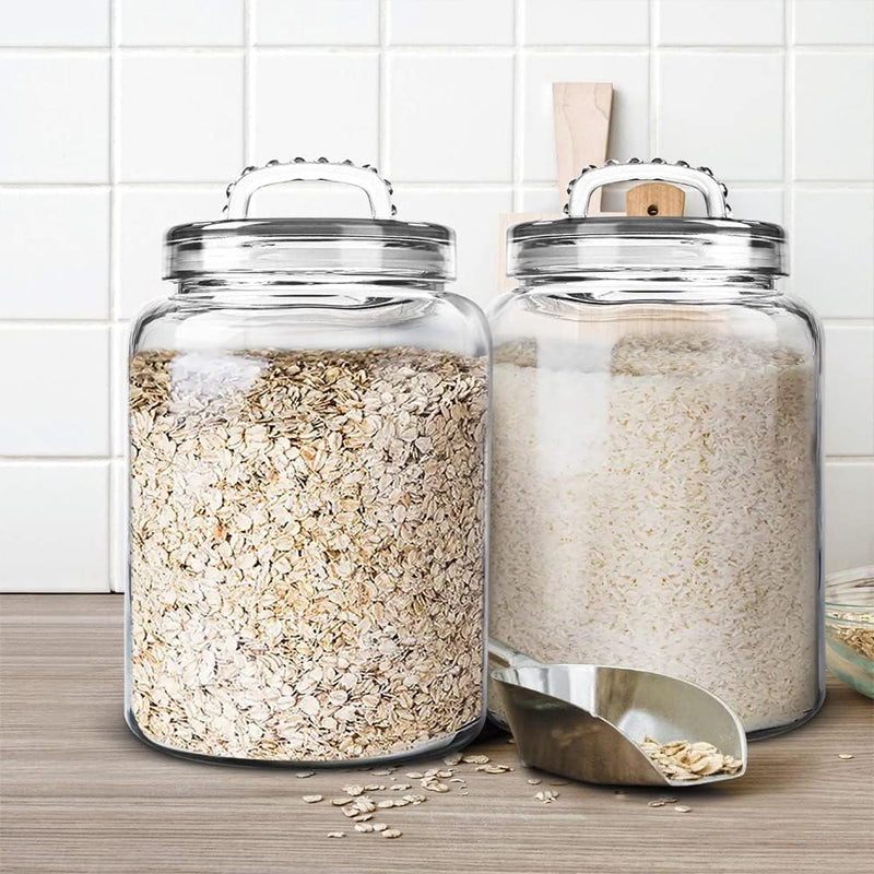 3 Gallon Glass Rice Bucket Glass Bottle Sealed Jar Kitchen Food Storage Moisture-proof Storage Jar 1 Set