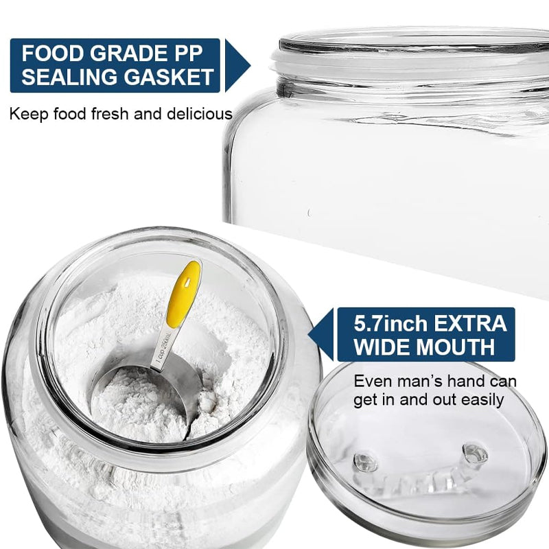 3 Gallon Glass Rice Bucket Glass Bottle Sealed Jar Kitchen Food Storage Moisture-proof Storage Jar 1 Set