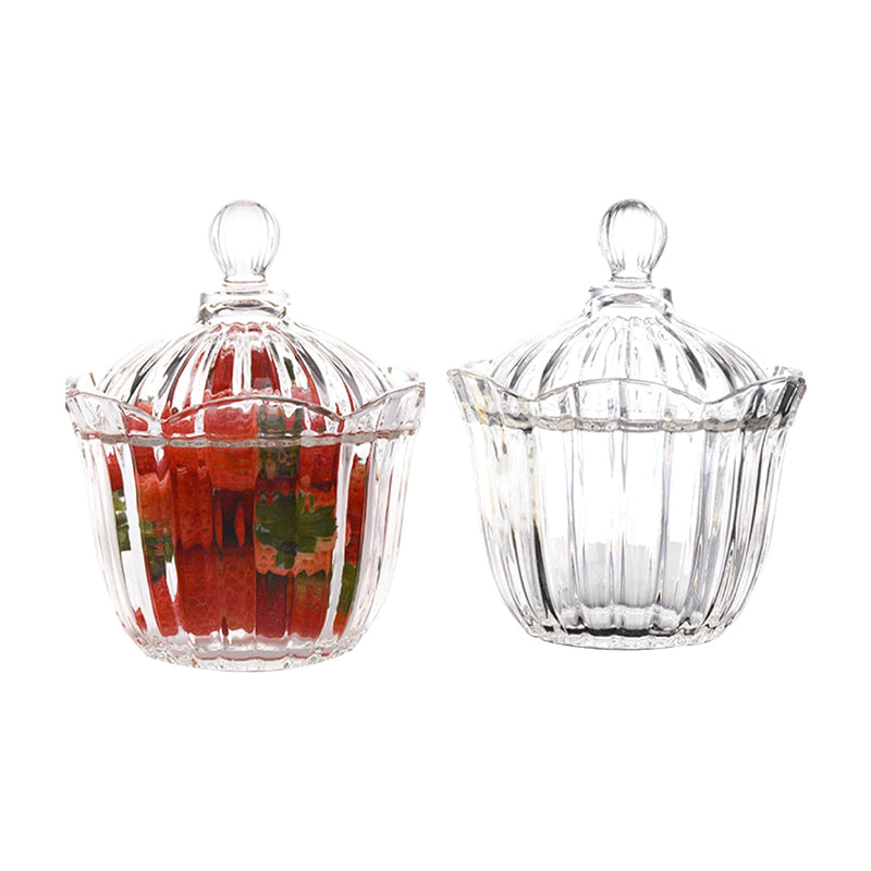 2-piece set, clear glass candy jar with lid wedding candy cube snack jar tea storage jar desktop ornaments