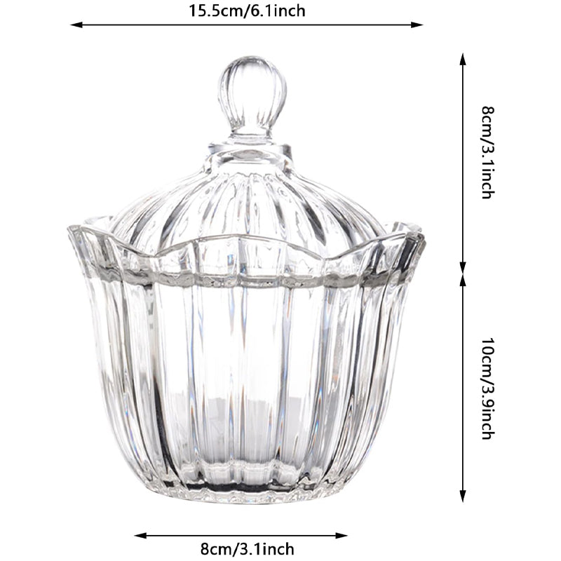 2-piece set, clear glass candy jar with lid wedding candy cube snack jar tea storage jar desktop ornaments