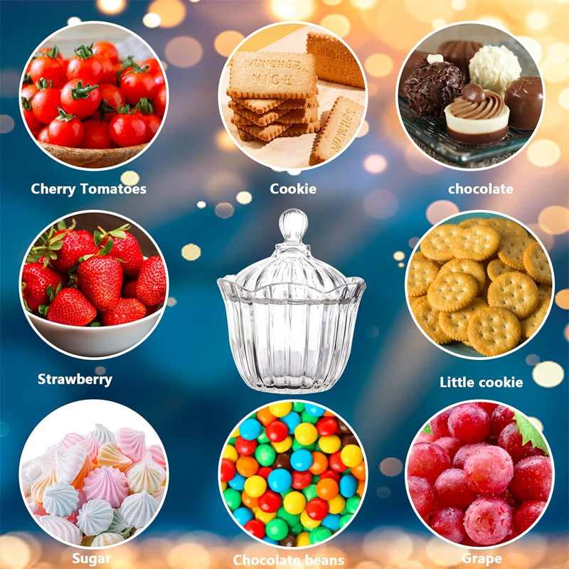 2-piece set, clear glass candy jar with lid wedding candy cube snack jar tea storage jar desktop ornaments